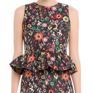 English Factory Floral Jacquard Peplum Top